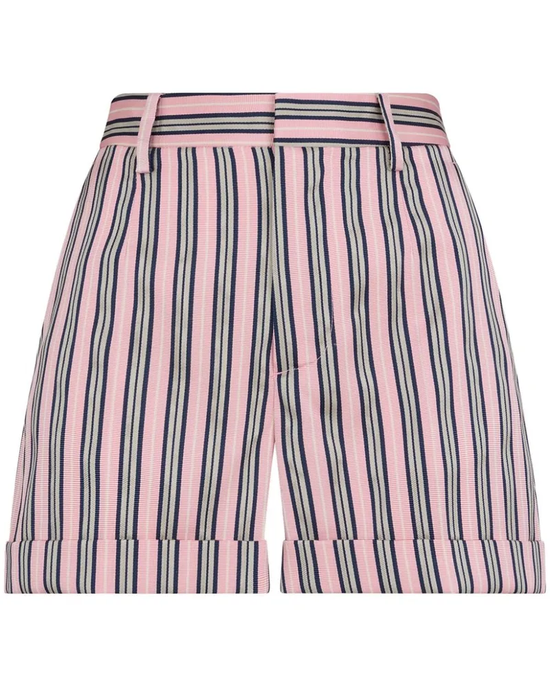 Dsquared2 Gestreifte Badeshorts mit Logo-Patch - Rosa Rosa