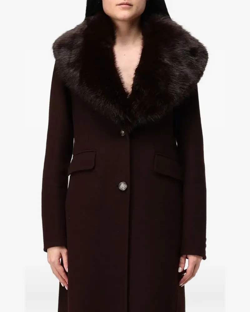 Hanita faux-fur collar single-breasted coat - Braun Braun