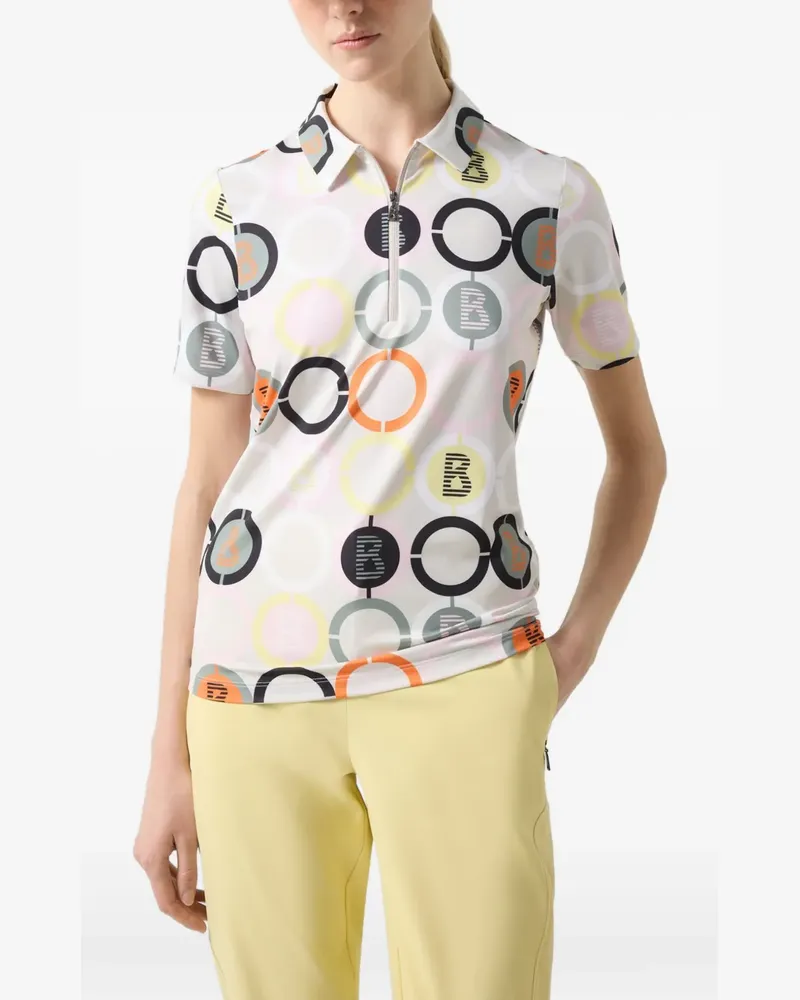 Bogner Taya Poloshirt mit Logo-Print und Reißverschluss am Ausschnitt - Weiß Weiß