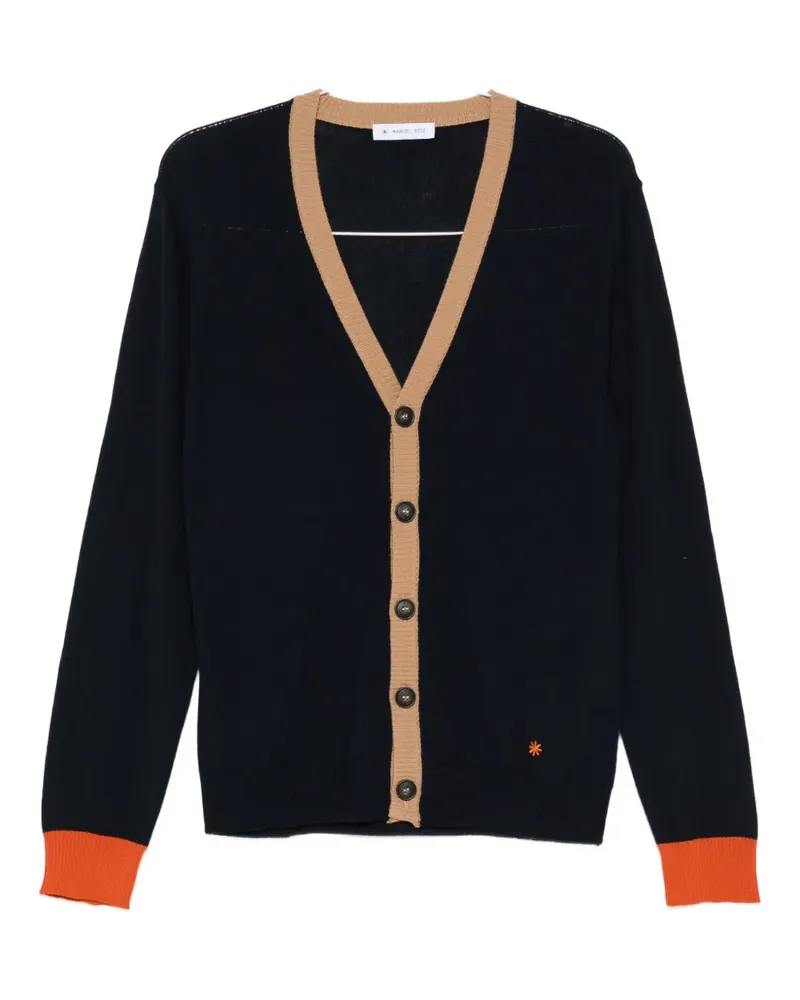 Manuel Ritz Cardigan mit Kontrastdetail - Blau Blau