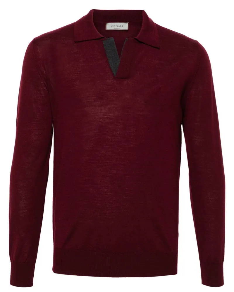 Canali Poloshirt aus Merinowolle - Rot Rot