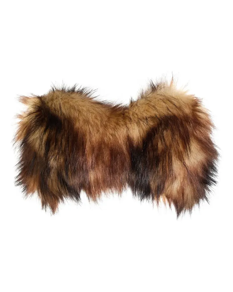 Simone Rocha strapless faux-fur top - Braun Braun