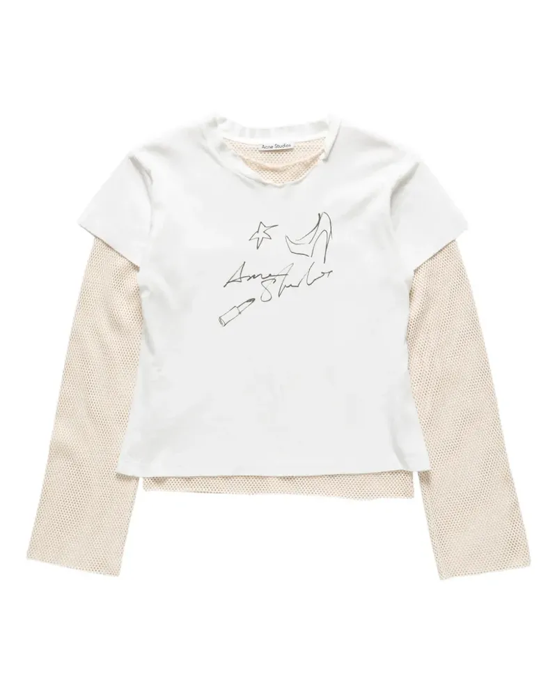 Acne Studios layered graphic-print T-shirt - Weiß Weiß