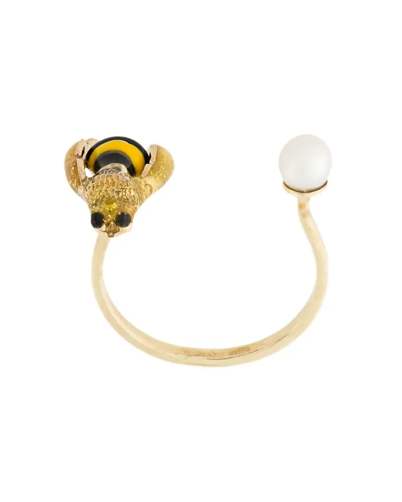 Delfina Delettrez 9kt 'To Be Or Not To Be' Goldring mit Bienen-Motiv - Metallic Metallic