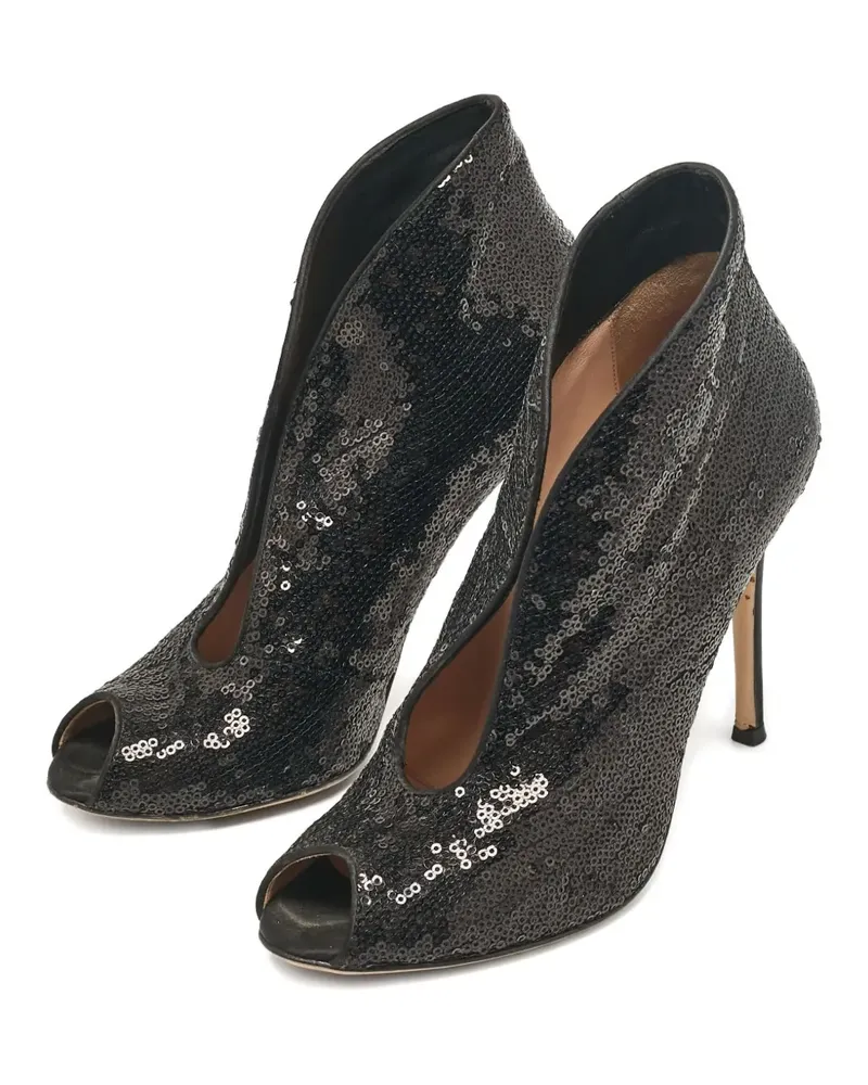 Gianvito Rossi 100MM Peeptoe-Stiefeletten mit Pailletten - Schwarz Schwarz