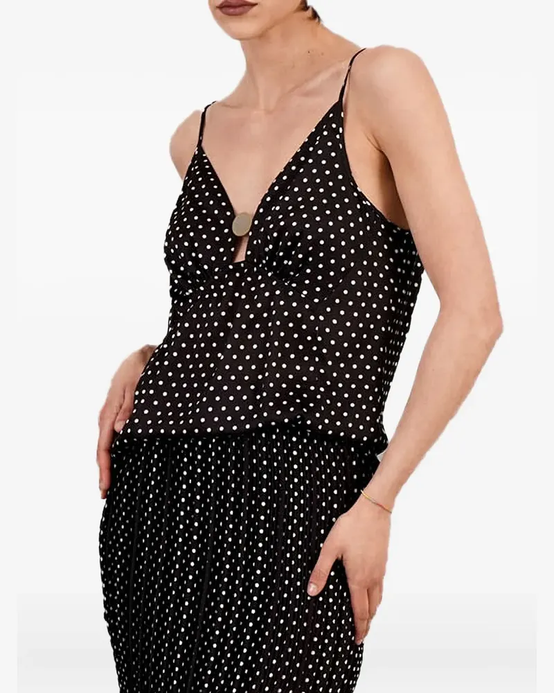 Simona Corsellini Geknöpftes Oberteil mit Polka Dots - Schwarz Schwarz
