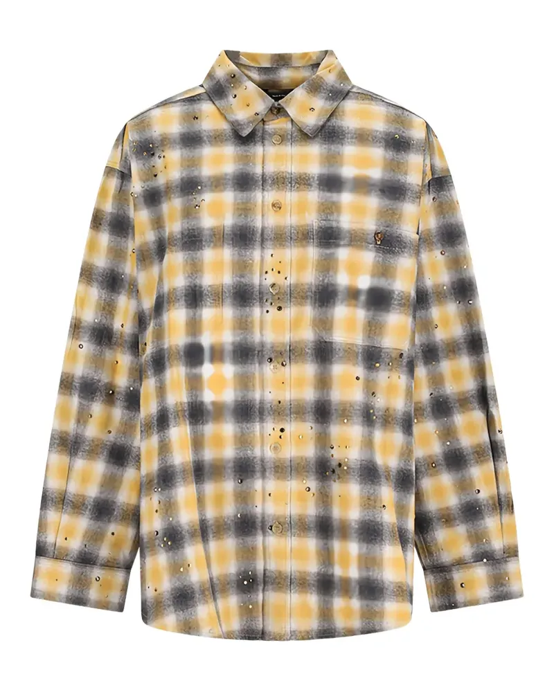 Destin Nelson check-pattern crystal-embellished shirt - Gelb Gelb