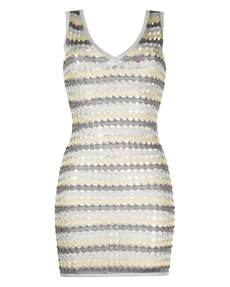 Solid and Striped Gestricktes Minikleid - Silber Silber