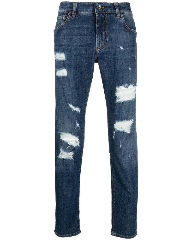 Dolce & Gabbana Gerade Jeans im Distressed-Look Blau