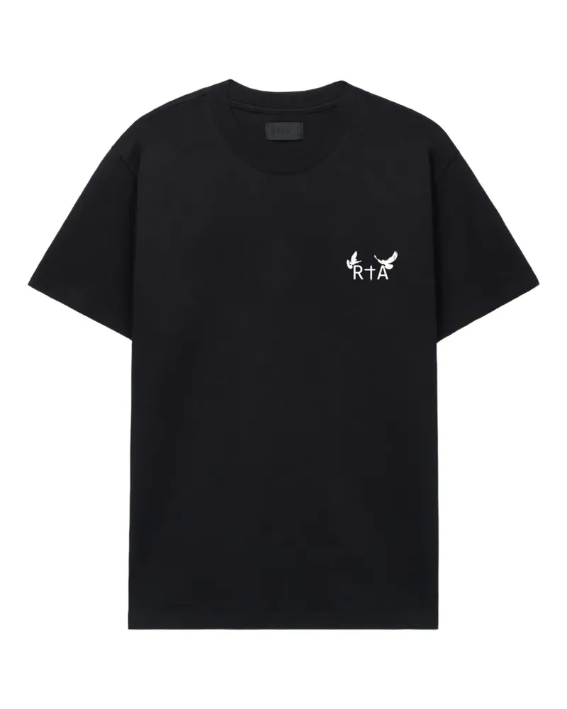 RTA Colin T-Shirt mit Tauben-Print - Schwarz Schwarz