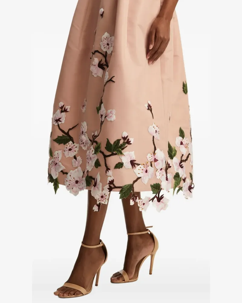Oscar de la Renta Kleid mit Blumenstickerei - Rosa Rosa