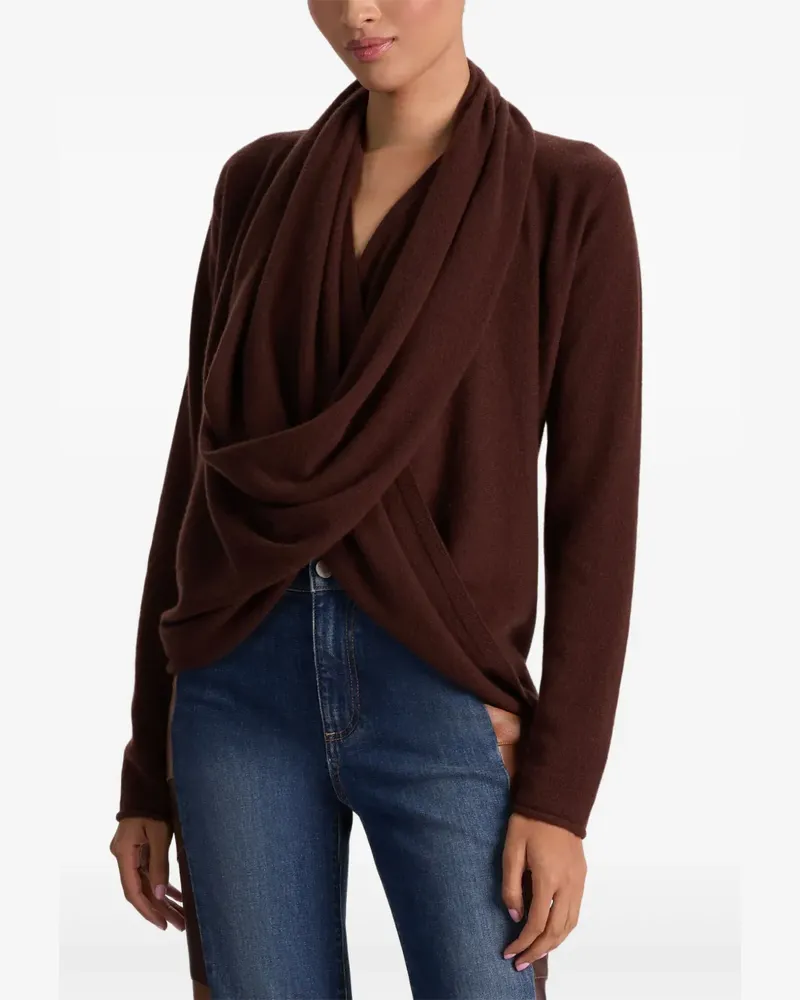 Alice + Olivia Drapierter Jules Pullover mit Wasserfallkragen - Braun Braun