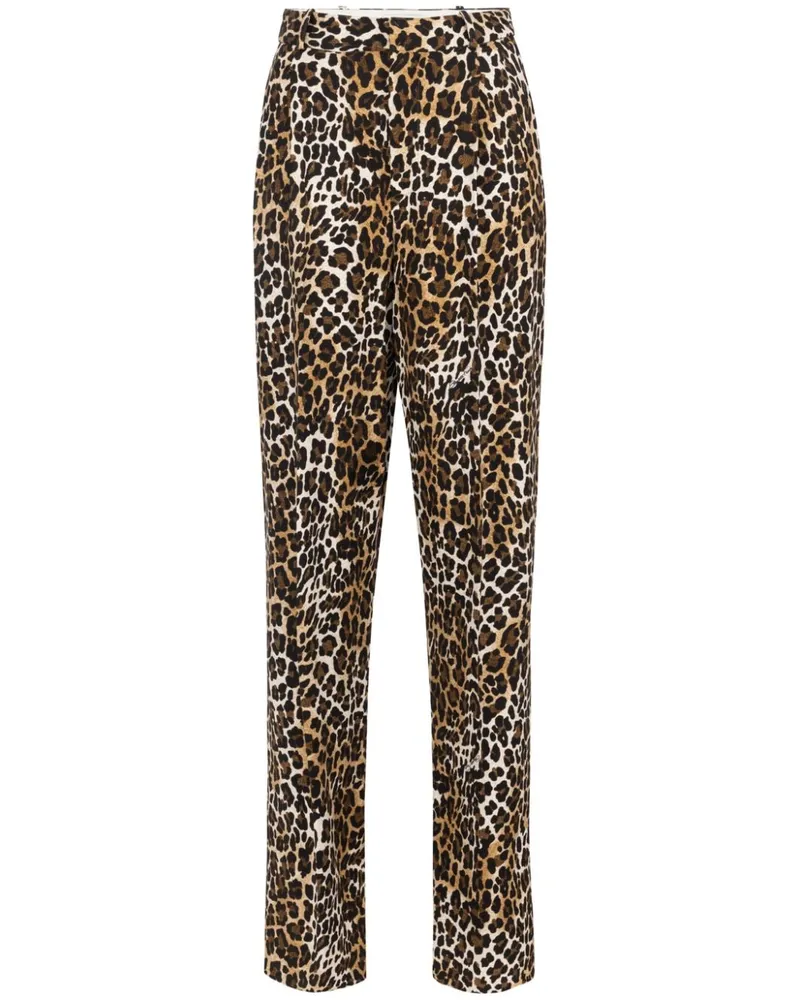 Elisabetta Franchi Hose mit Animal-Print Braun