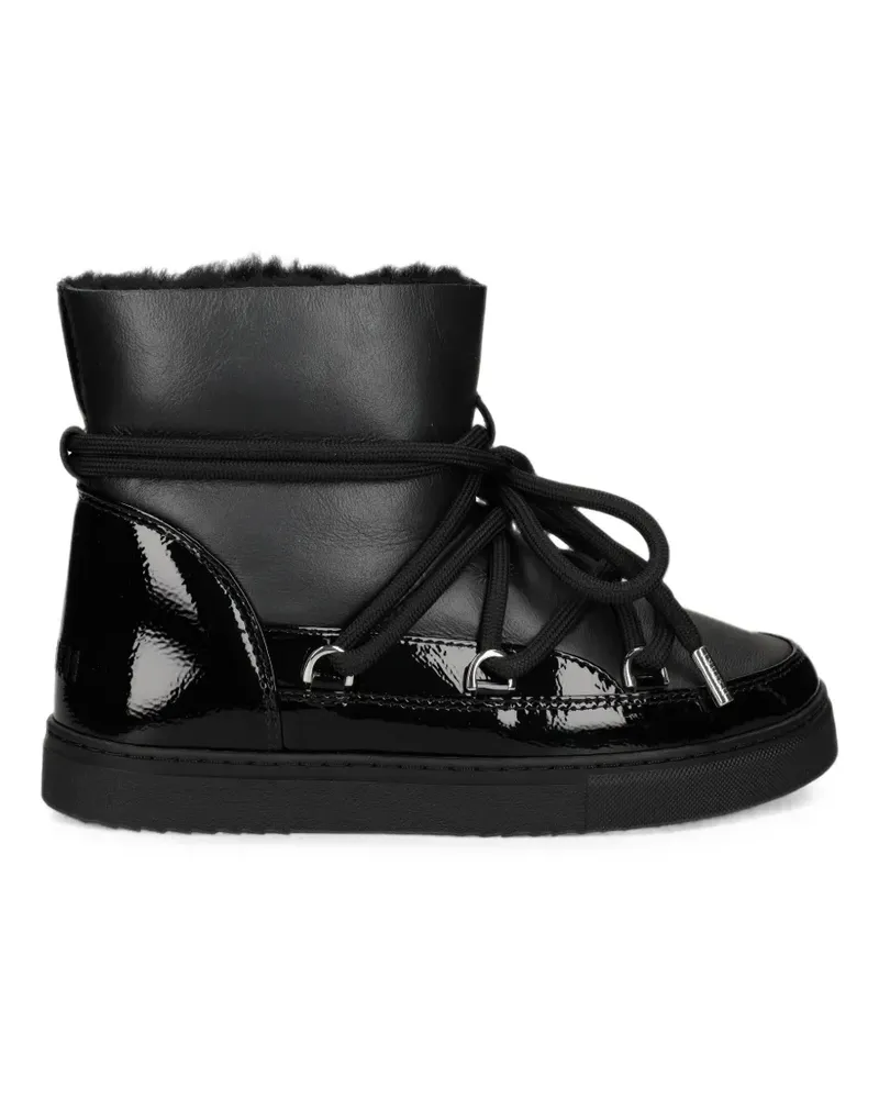 INUIKII Schnürstiefel mit Einsätzen aus Lackleder - Schwarz Schwarz