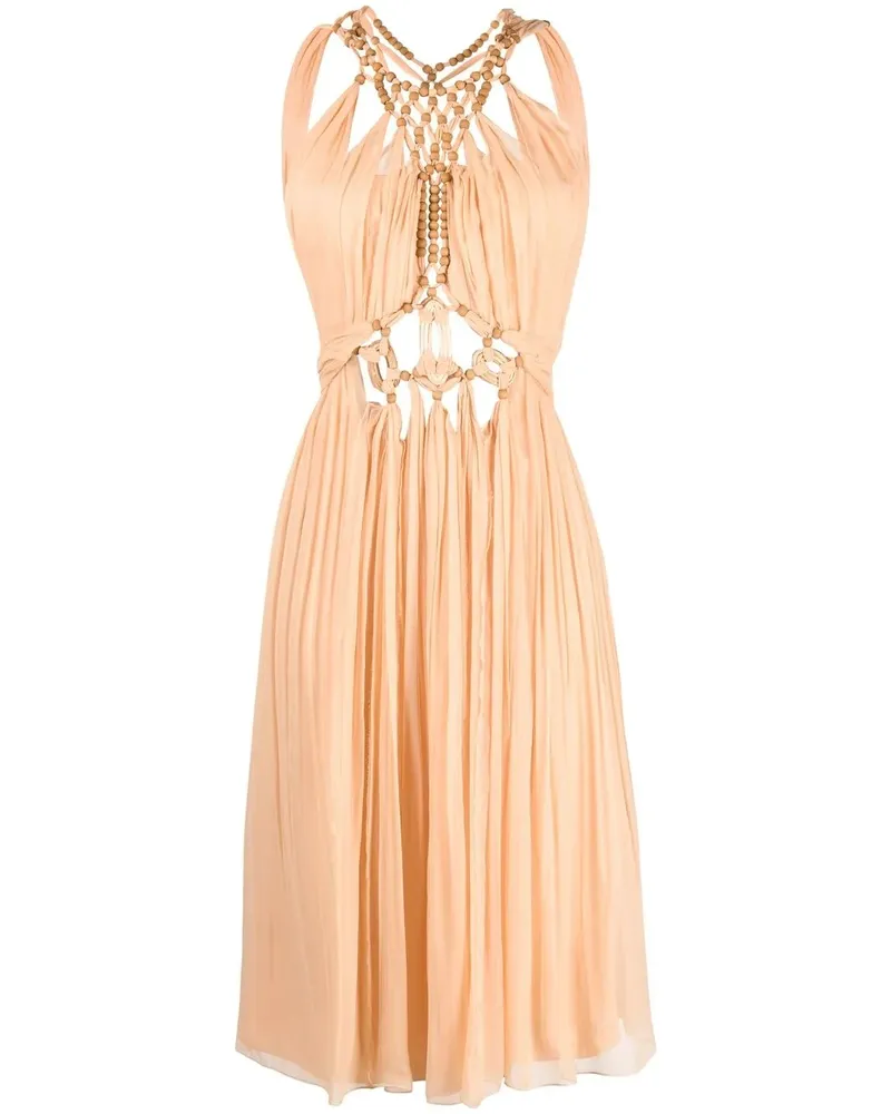 Alberta Ferretti Perlenverziertes Kleid mit Metallic-Nähten - Nude Nude