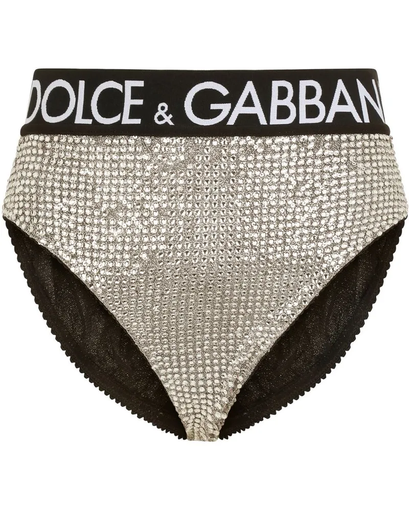 Dolce & Gabbana Hoch sitzender Slip mit Kristallverzierung - Schwarz Schwarz