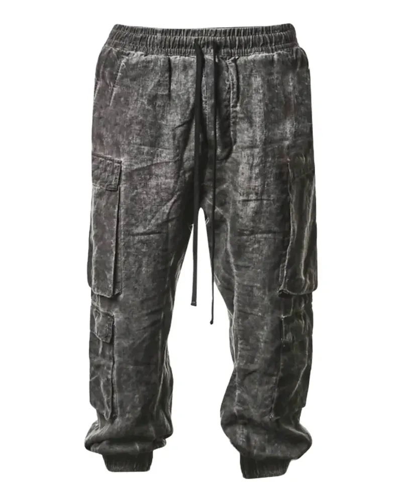 THOM KROM acid-wash drawstring cargo pants - Grau Grau