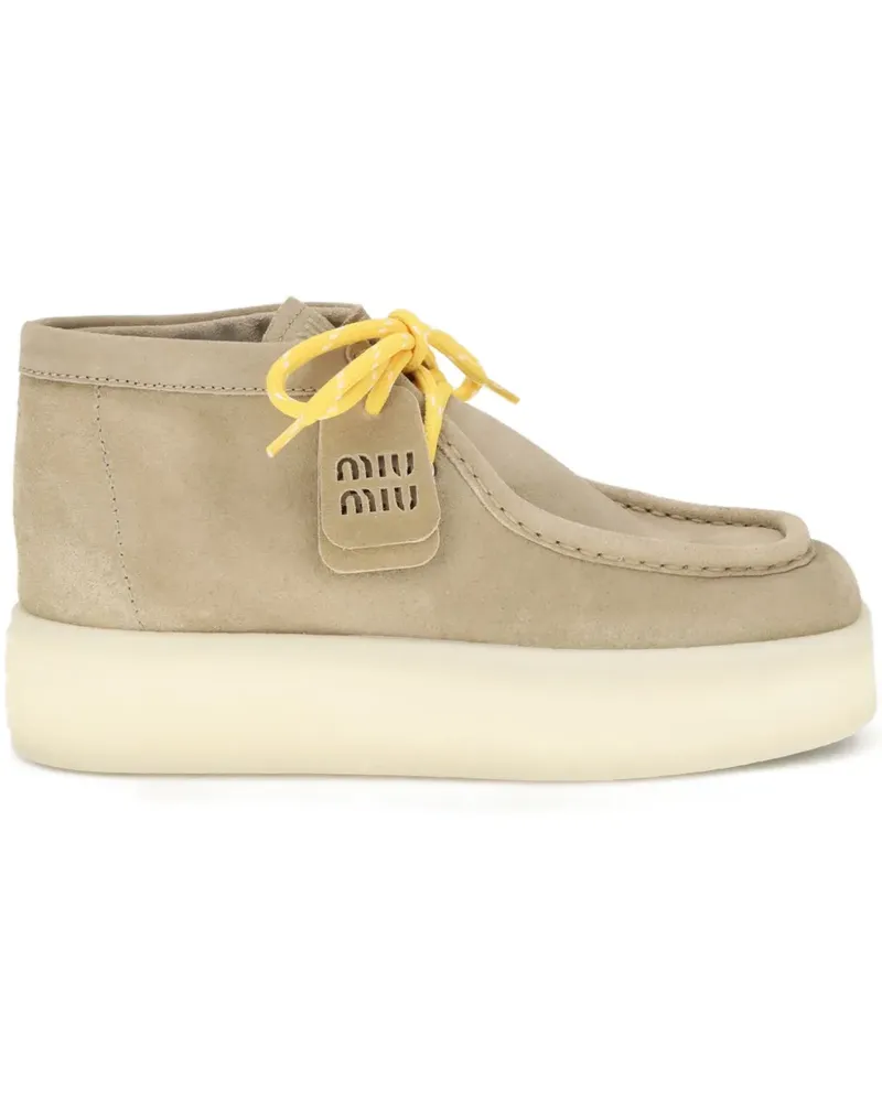 Miu Miu Schnürstiefel mit Plateausohle - Nude Nude