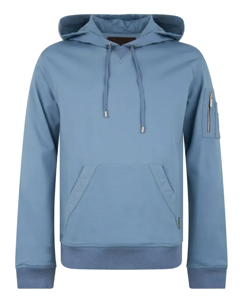 MOORER Hoodie mit Reißverschlusstasche - Blau Blau