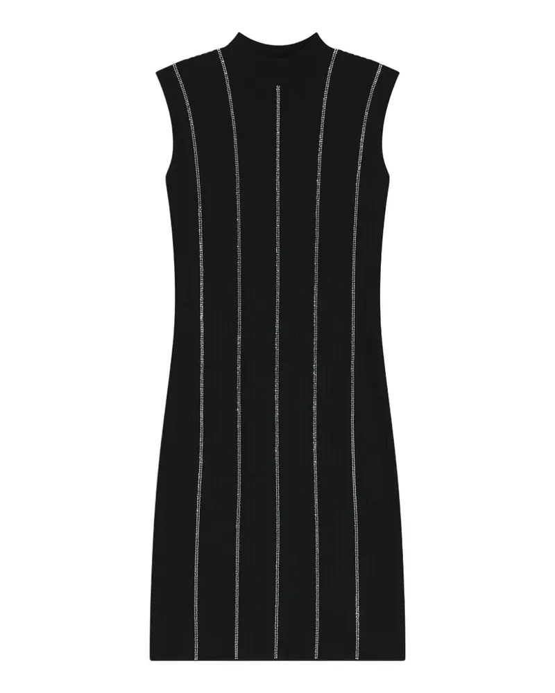 HUGO BOSS rhinestone embellished ribbed mini dress - Schwarz Schwarz