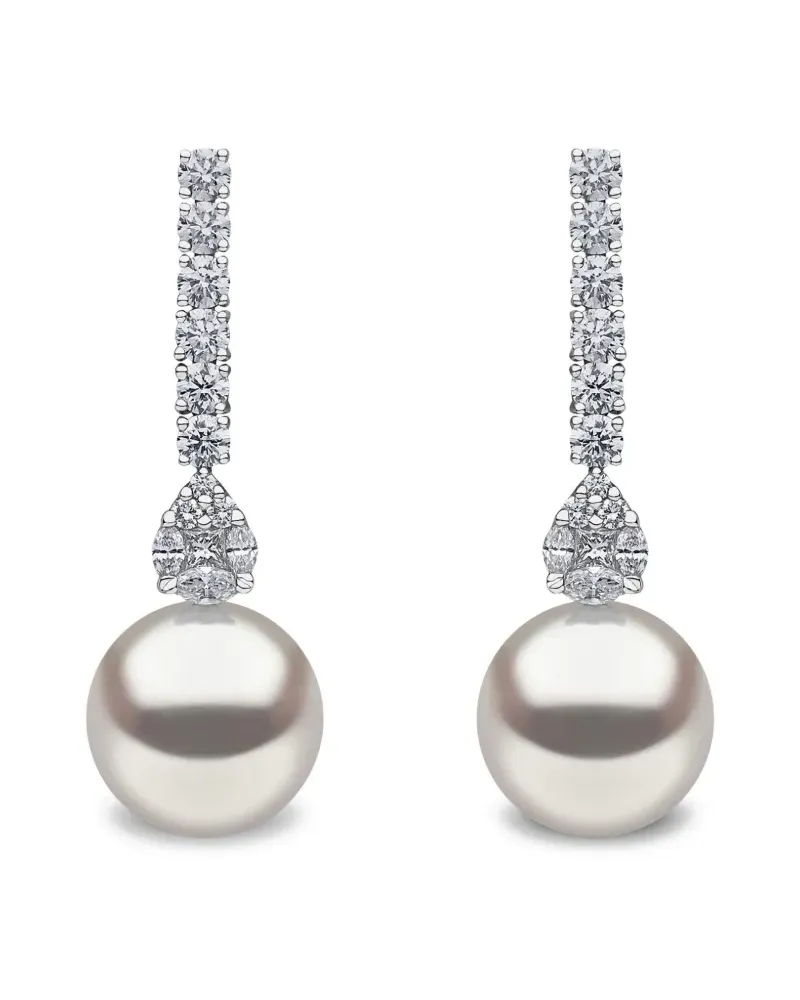 YOKO London 18kt Weißgoldohrringe mit Südseeperle und Diamant - Silber Silber
