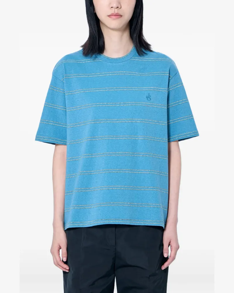 Jil Sander striped logo-embroidered T-shirt - Blau Blau