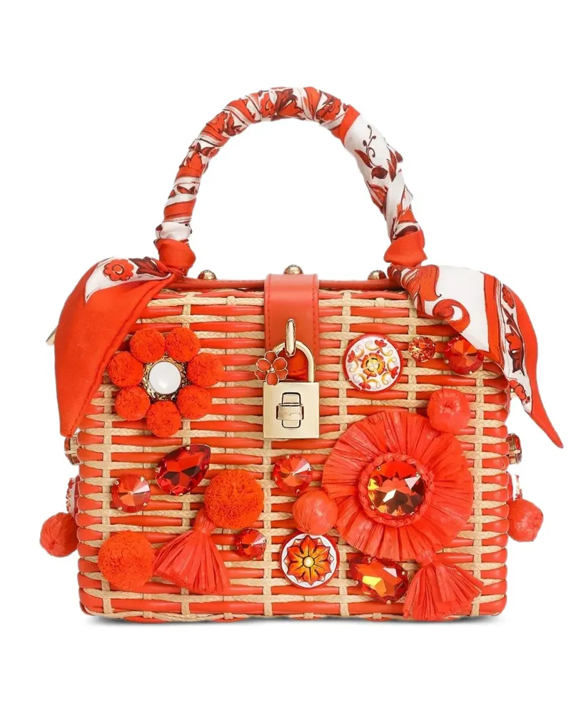 Dolce & Gabbana Dolce Box Handtasche aus Raffia - Orange Orange
