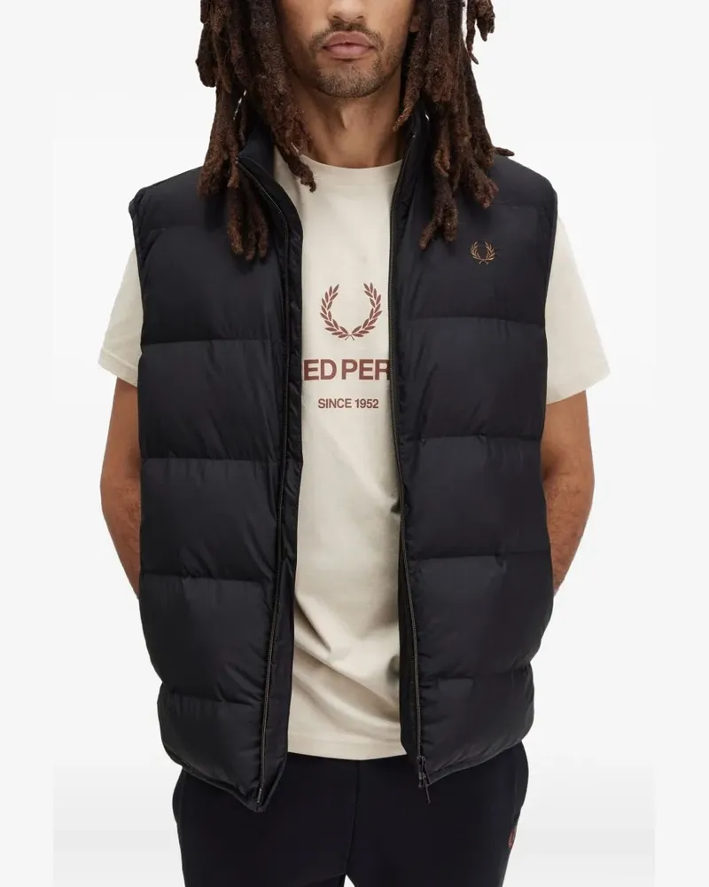 Fred Perry zip padded gilet - Schwarz Schwarz