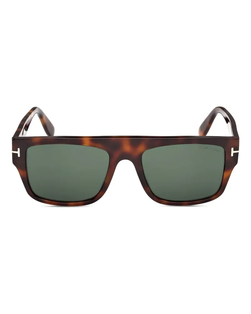 Tom Ford Eckige Sonnenbrille in Schildpattoptik - Braun Braun