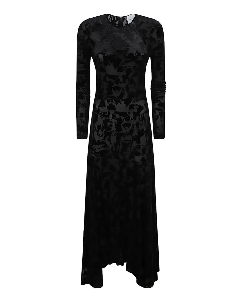Patou devoré-effect long-sleeve maxi dress - Schwarz Schwarz