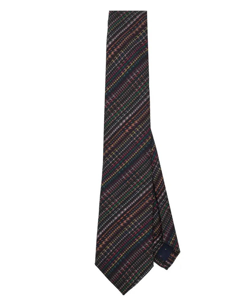 Paul Smith Signature Stripe Krawatte mit Hahnentrittmuster - Schwarz Schwarz