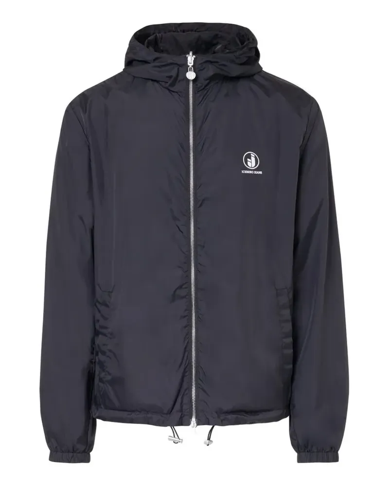 Iceberg logo-print hooded jacket - Schwarz Schwarz