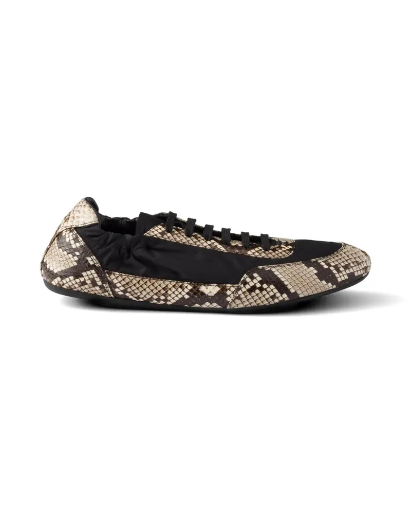 Prada Collapse Re-Nylon and printed Ayers leather sneakers - Schwarz Schwarz
