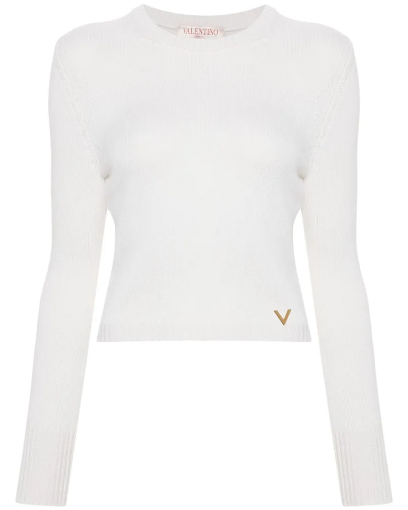 Valentino Garavani Kaschmirpullover mit VLogo Weiß