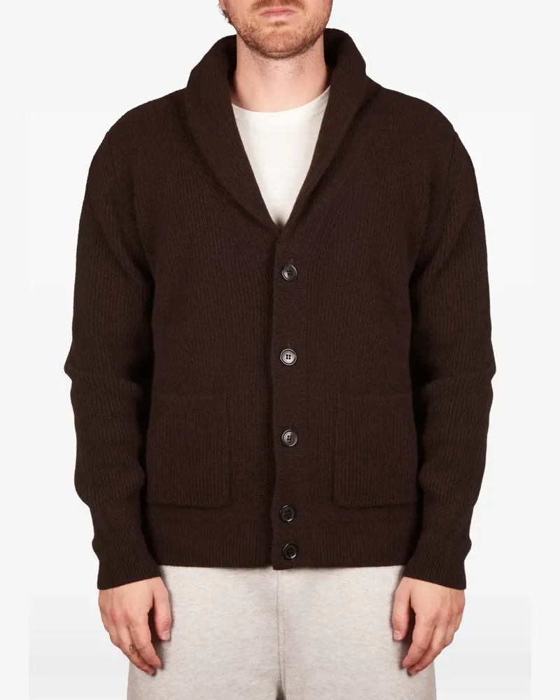 Roberto Collina shawl-collar ribbed-knit cardigan - Braun Braun
