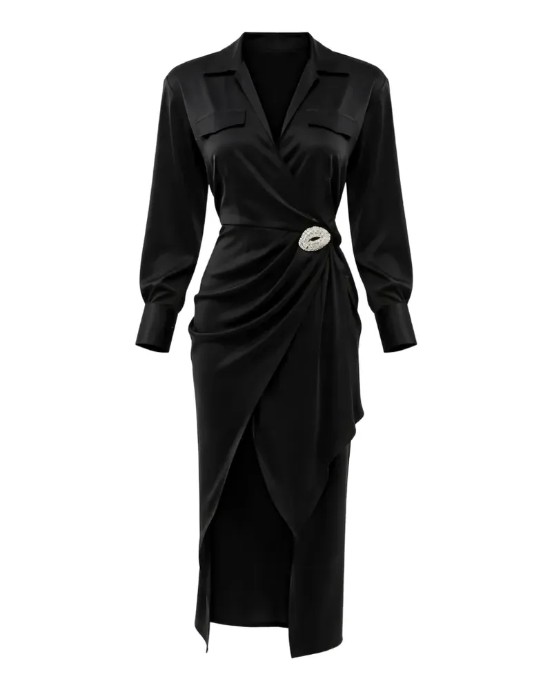 David Koma rhinestone-embellished shirt dress - Schwarz Schwarz