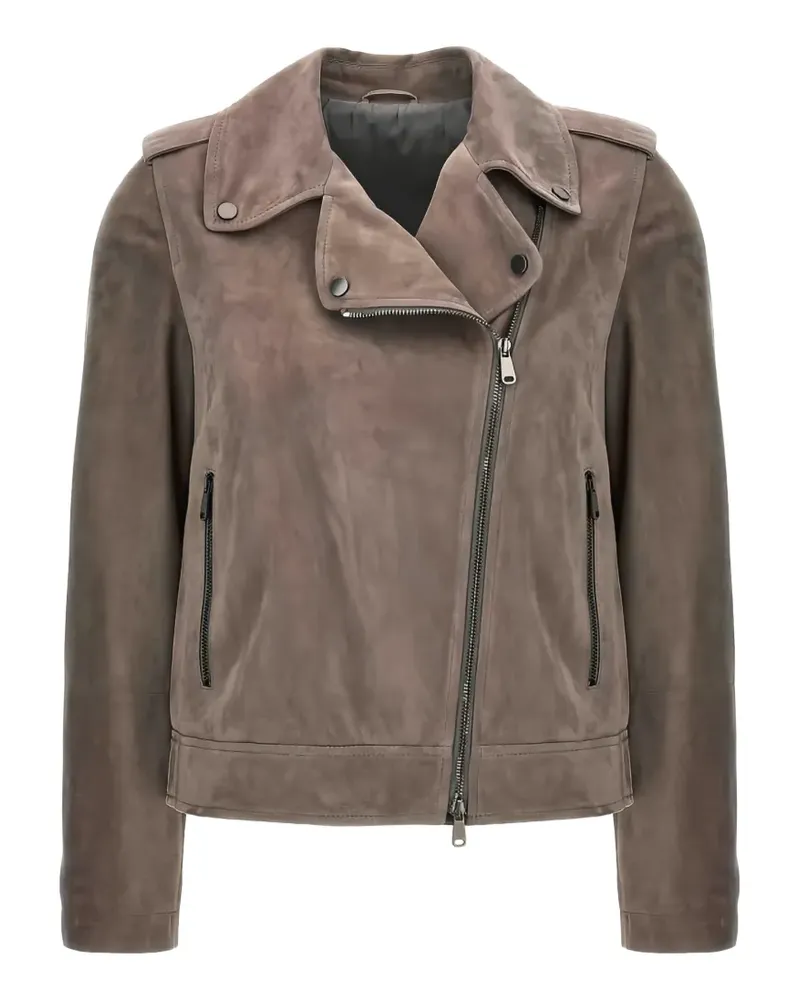 Brunello Cucinelli suede biker jacket - Braun Braun