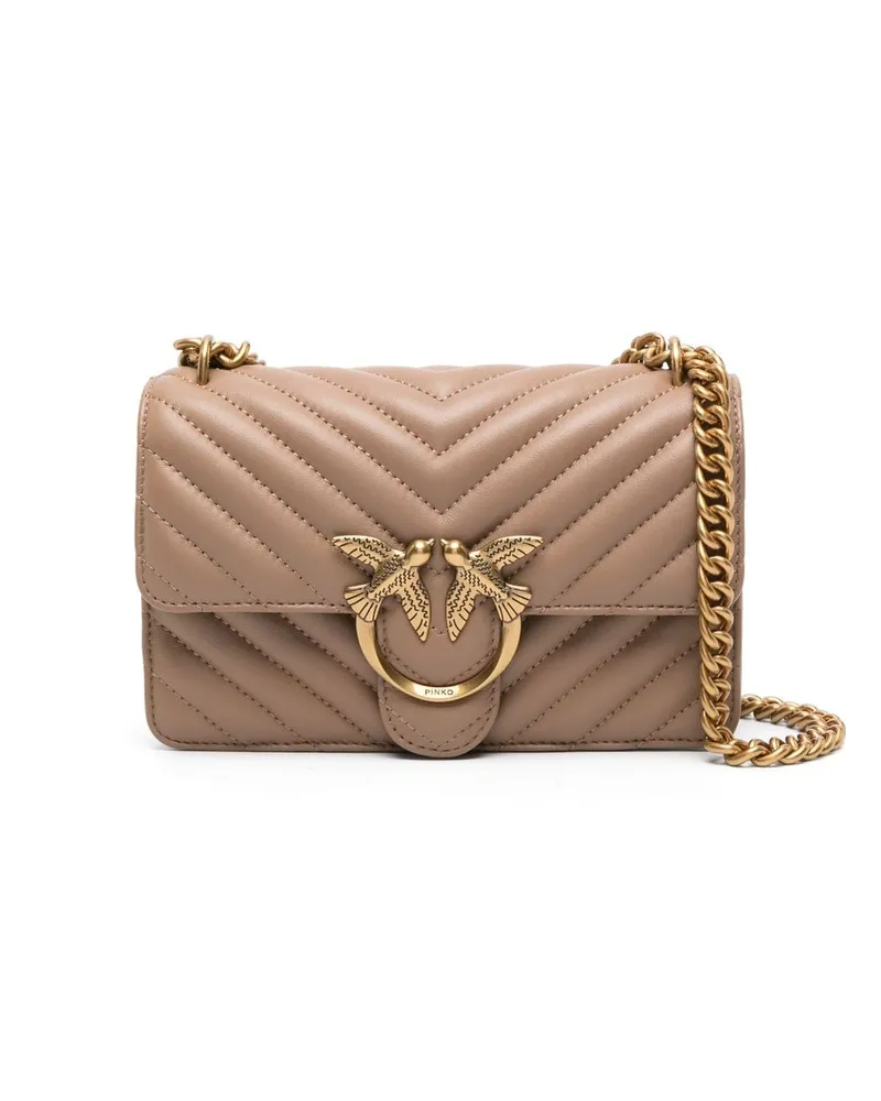 Pinko Schultertasche mit Love Birds-Schnalle - Nude Nude