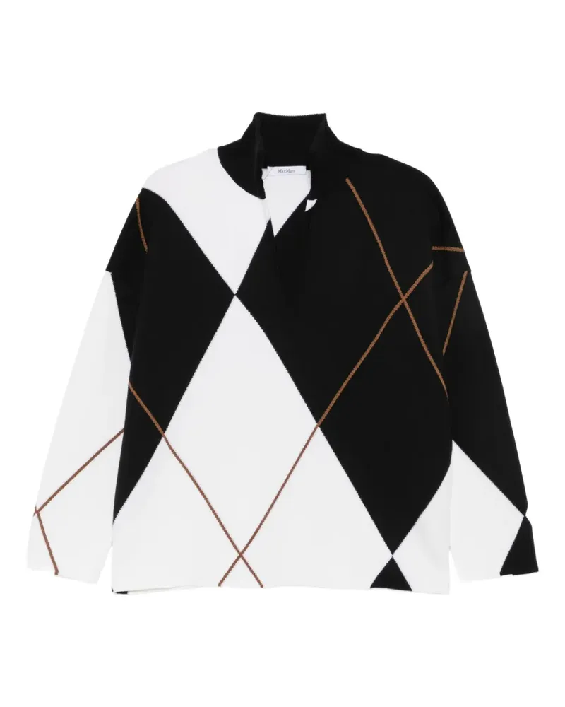 Max Mara Pullover aus Argyle-Intarsienstrick - Schwarz Schwarz