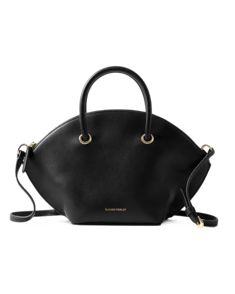Claudie Pierlot Tasche aus Glattleder mit goldfarbenen Ringen - Schwarz Schwarz