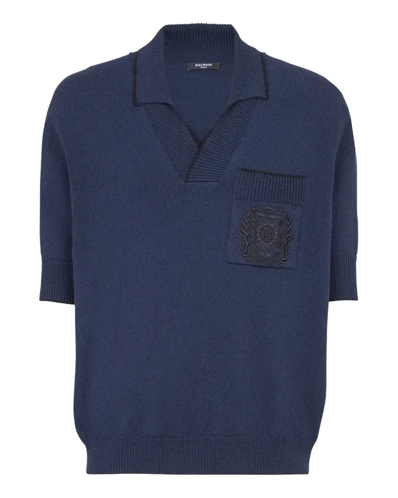 Balmain T-Shirt mit Poloshirtkragen - Blau Blau