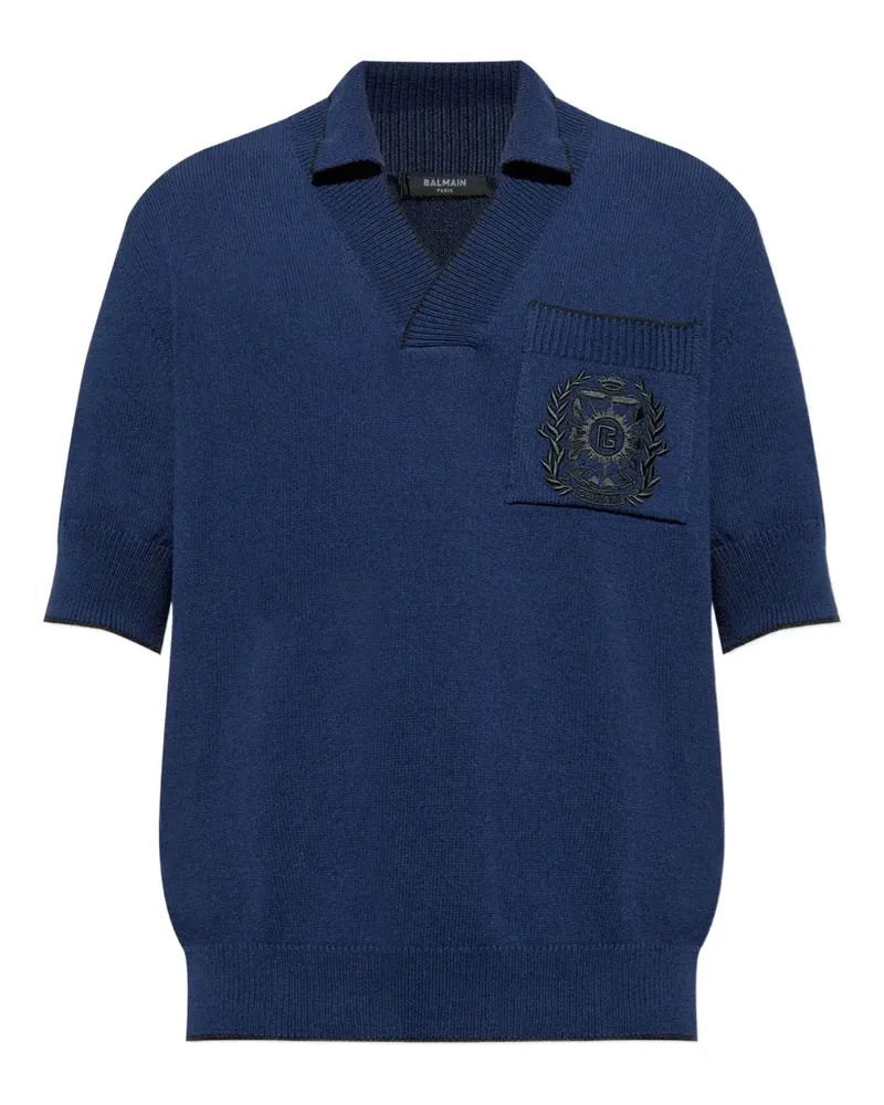Balmain T-Shirt mit Poloshirtkragen - Blau Blau