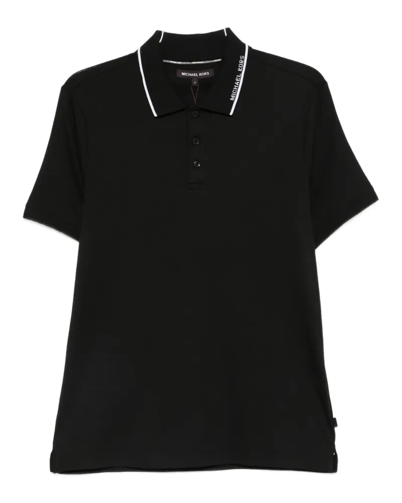 Michael Kors logo-print tipped polo shirt - Schwarz Schwarz