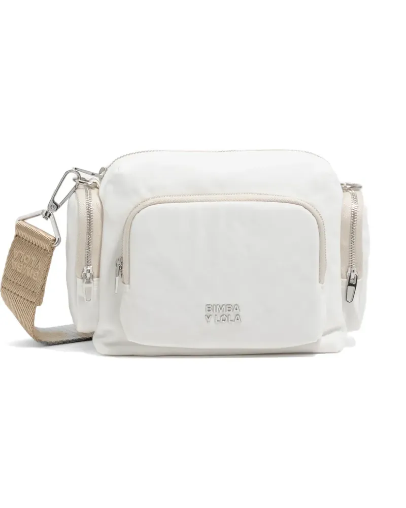 BIMBA Y LOLA Kleine Schultertasche mit Logo-Schild - Weiß Weiß