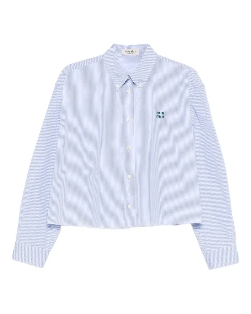 Miu Miu striped logo-embroidered shirt - Blau Blau