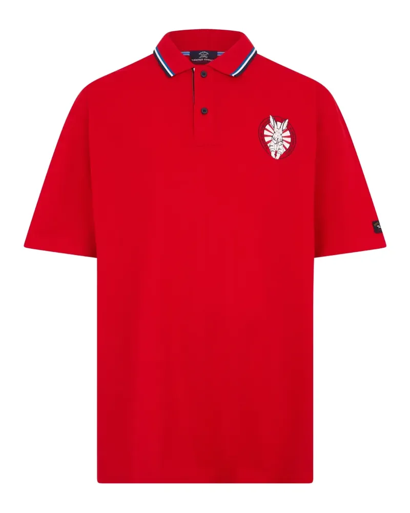Paul & Shark striped-collar logo-print polo shirt - Rot Rot