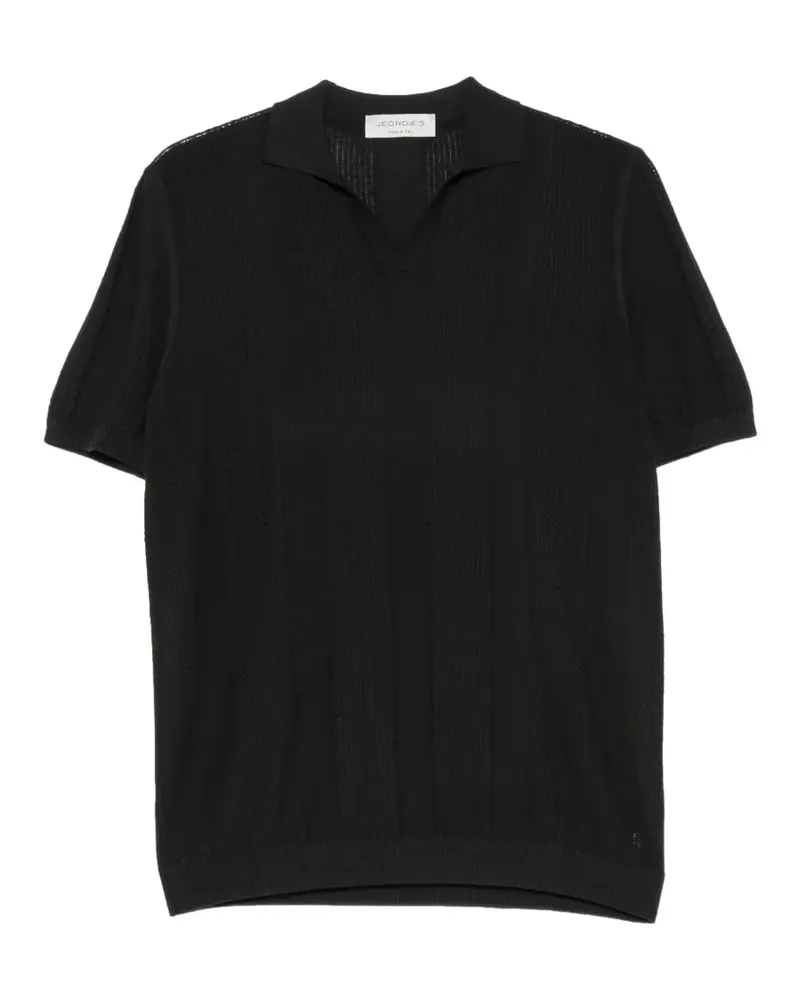 Jeordie's T-Shirt mit Poloshirtkragen - Schwarz Schwarz