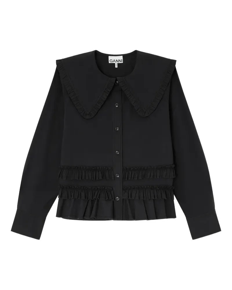 Ganni Top mit Rüschen - Schwarz Schwarz