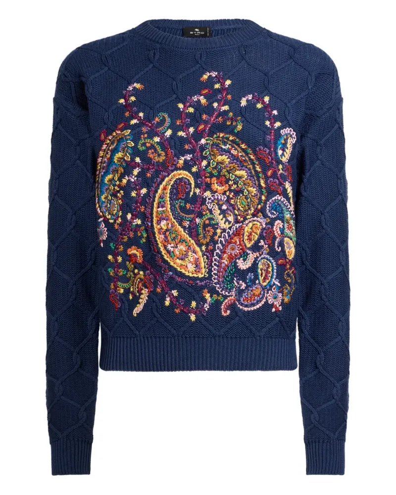 Etro Pullover mit Paisley-Blumenstickerei - Blau Blau