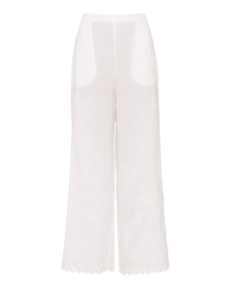 Eres Albatre Leinenhose mit Stickerei - Weiß Weiß